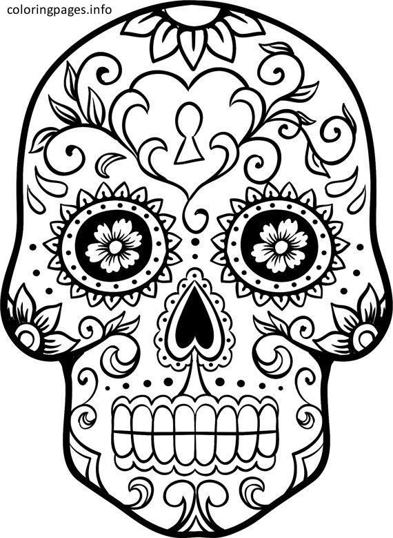 570x779 Dia De Los Muertos Sugar Skull Coloring Pages Sugar Skull