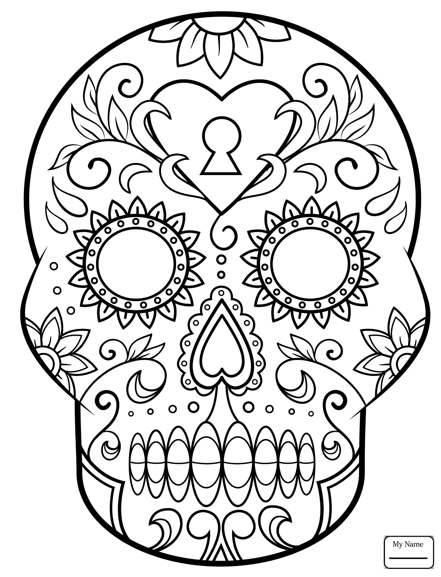 1410x1845 Day Of The Dead Sugar Skull Coloring Page On Free Day Of The Dead