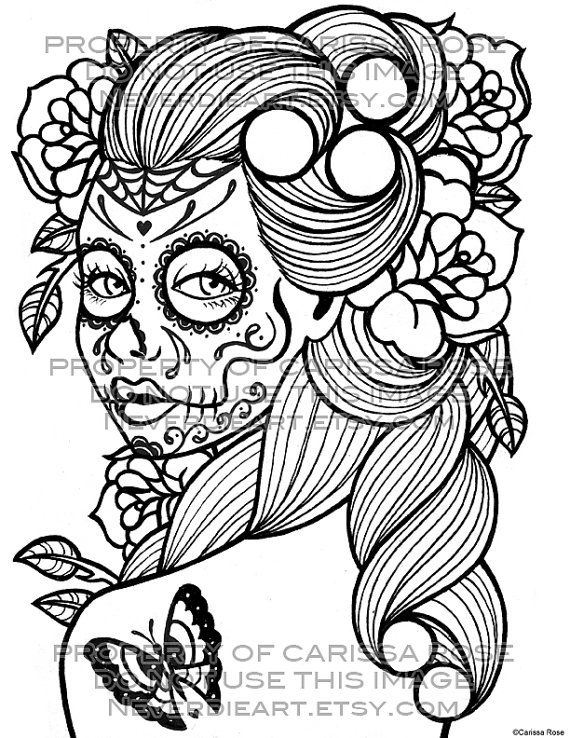 570x738 Day Of The Dead Tattoo Flash