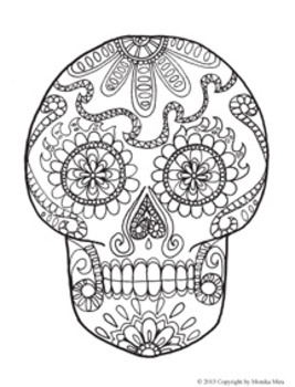 267x350 Day Of Dead Skull Coloring Page