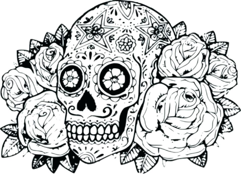 960x694 Dia De Los Muertos Coloring Pages Skull Coloring Page