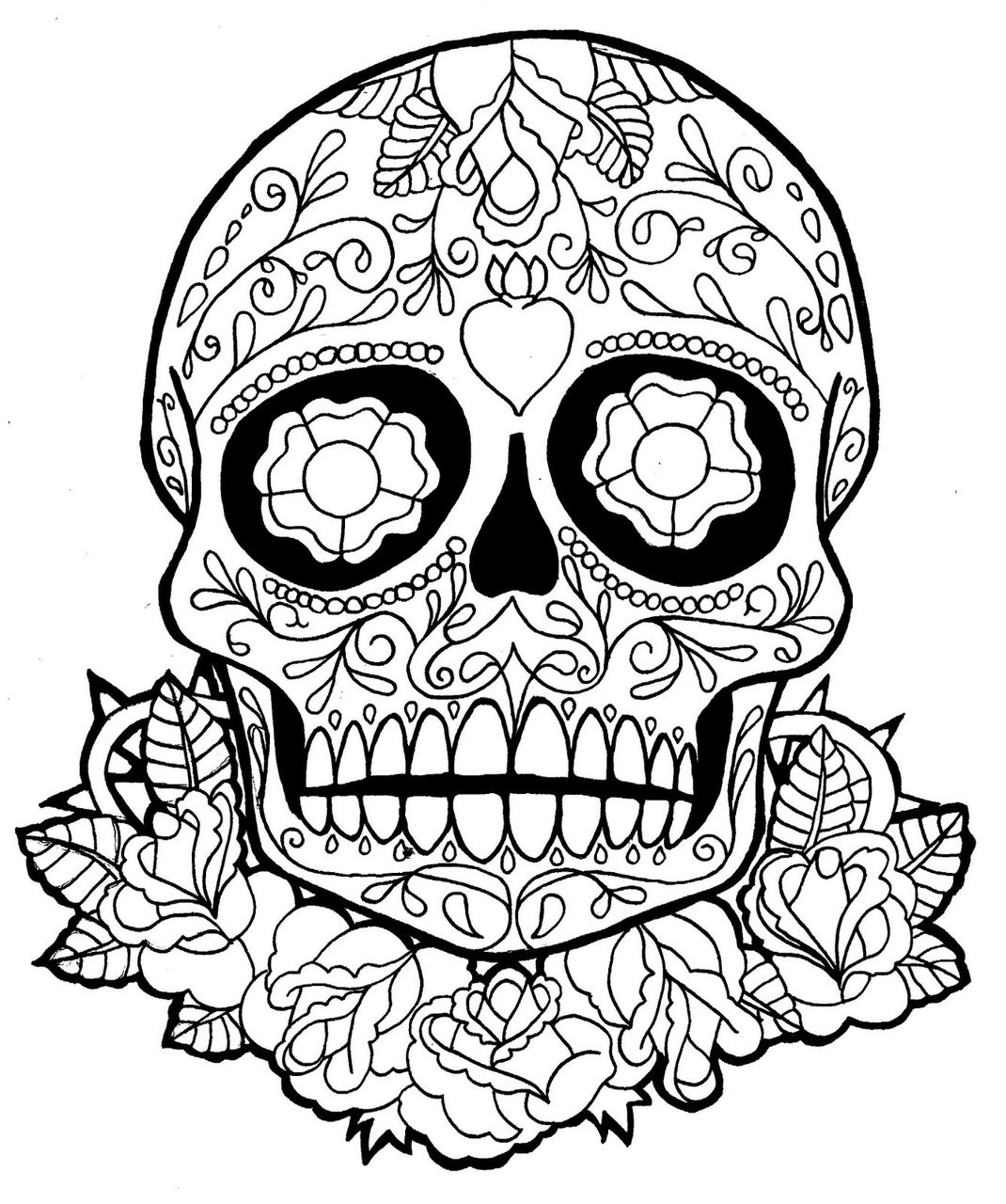 1070x1280 Sugar Skulls Coloring Pages Printable Throughout Dia De Los
