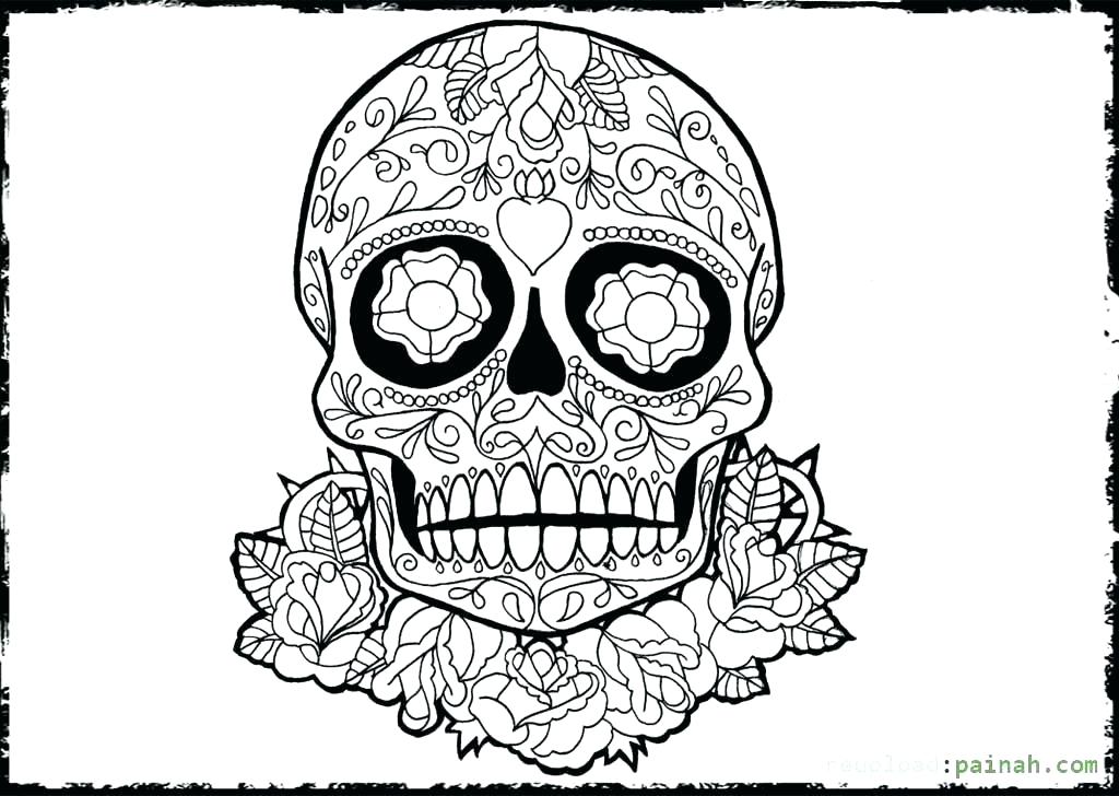 1024x728 Dia De Los Muertos Printable Coloring Pages Sugar Skull Printable