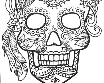 340x270 Enchanting Sugar Skull Coloring Pages Skulls Printable
