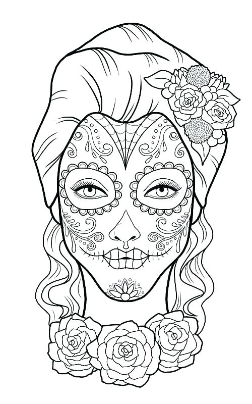 500x800 Day Of The Dead Color Pages Free Coloring Day Of The Dead Sugar