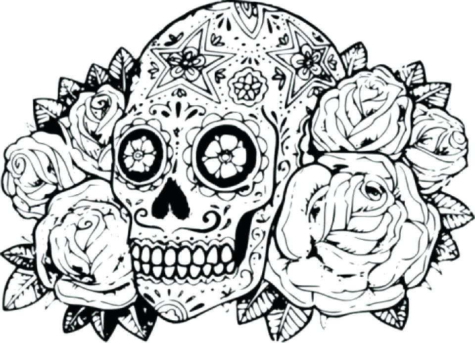 960x694 Day Of The Dead Coloring Skulls Day Of The Dead Skull Coloring