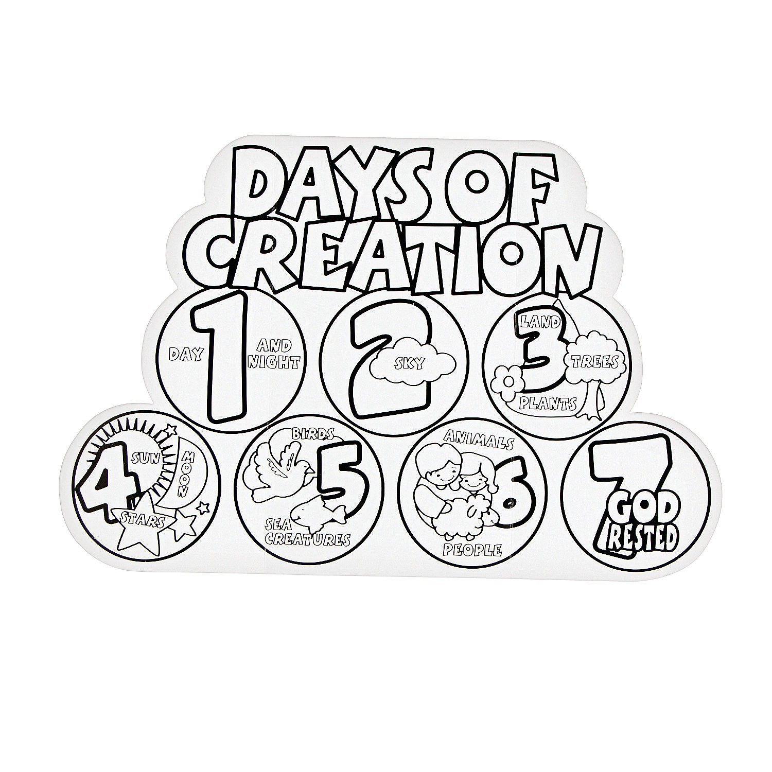 1500x1500 Days Of Creation Coloring Pages Qqa Me Inside