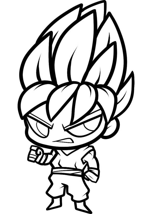 600x848 Chibi Son Goku Super Saiyan Coloring Page