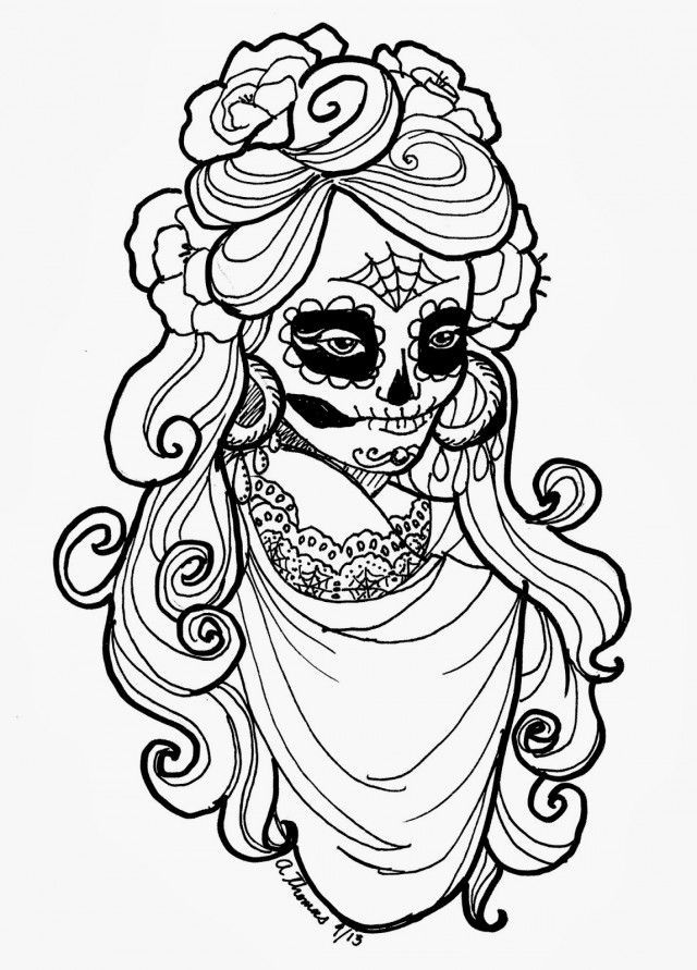 640x891 Day Of The Dead Coloring Pages For Adults