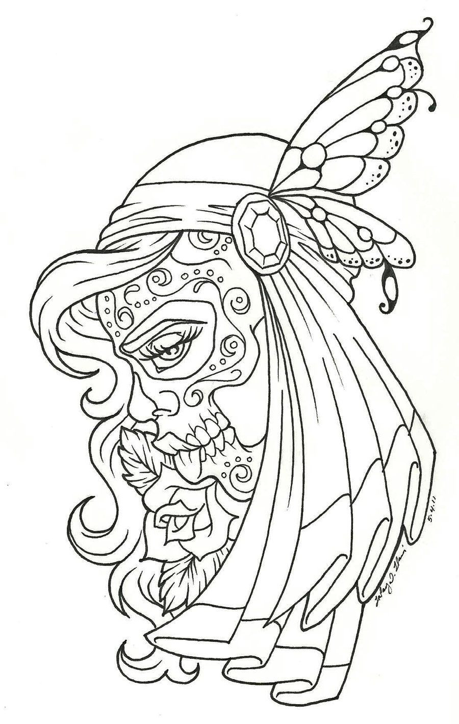 900x1420 Day Of The Dead Children Coloring Page Fair Pages Acpra