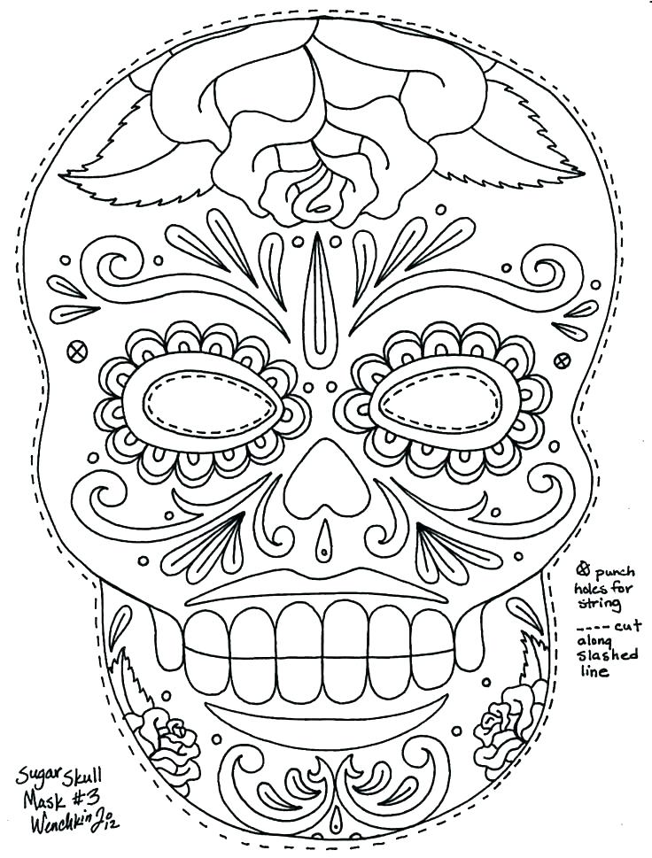 736x969 Sugar Skull Coloring Pages Printable Sugar Skull Day Of The Dead
