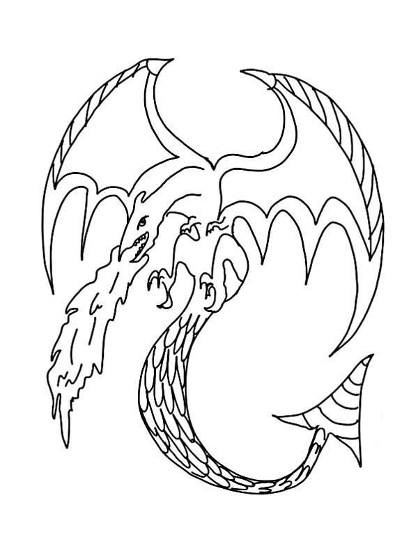 600x784 Animal Printable Flying Dragon Coloring Pages Coloring Tone