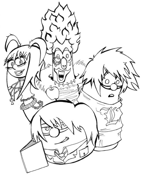 500x623 Veggie Tales Meets Death Note Coloring Page Haha Veggie Tales