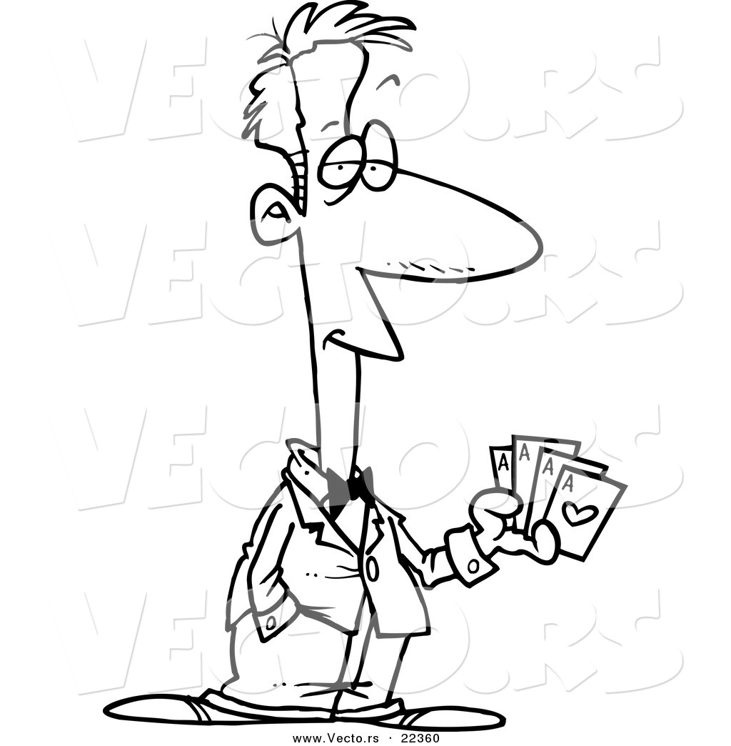 1024x1044 Vector Of A Cartoon Casino Man Holding Playing Cards