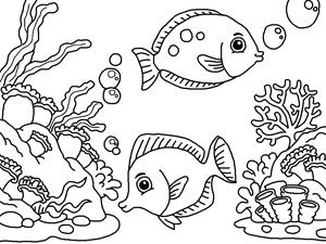 300x225 Clown Fish And Carols Deep Sea Coloring Page For Kids