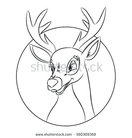 450x470 Deer Head Coloring Pages Hand Drawn Deer Head Coloring Page