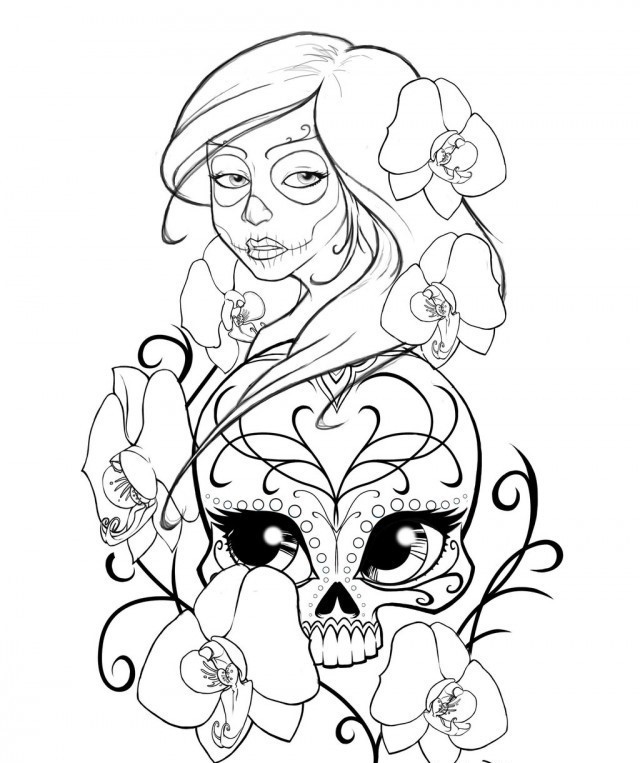 640x763 Sugar Skull Coloring Pages
