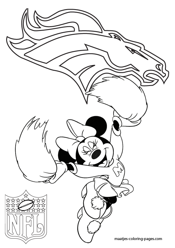595x842 Denver Broncos Minnie Mouse Cheerleader Coloring Pages Cheer