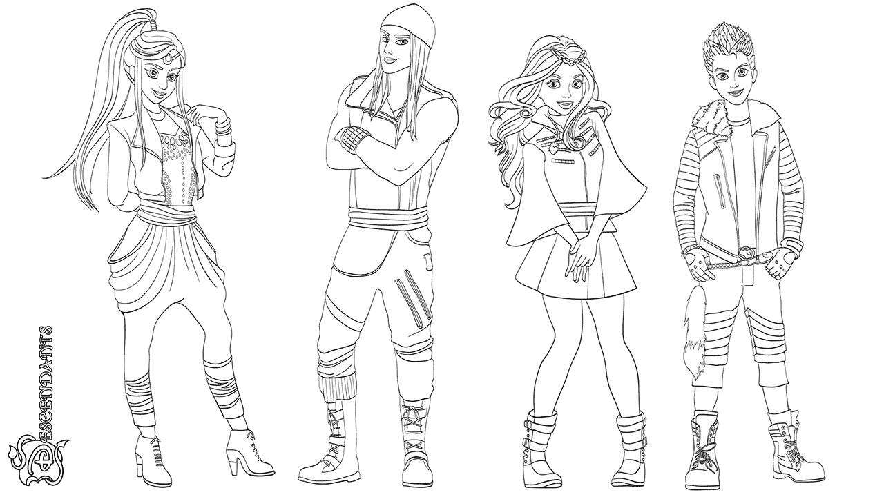 1280x720 Disney Descendants Coloring Pages