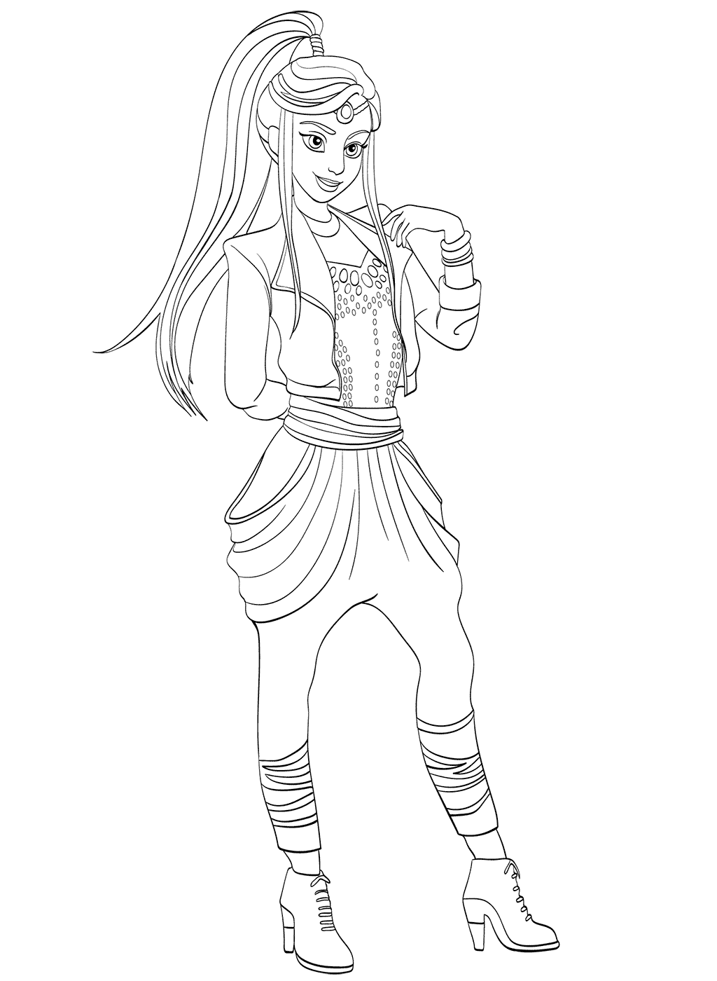 1024x1400 Descendants Wicked World Coloring Pages Jordan Girl Posing