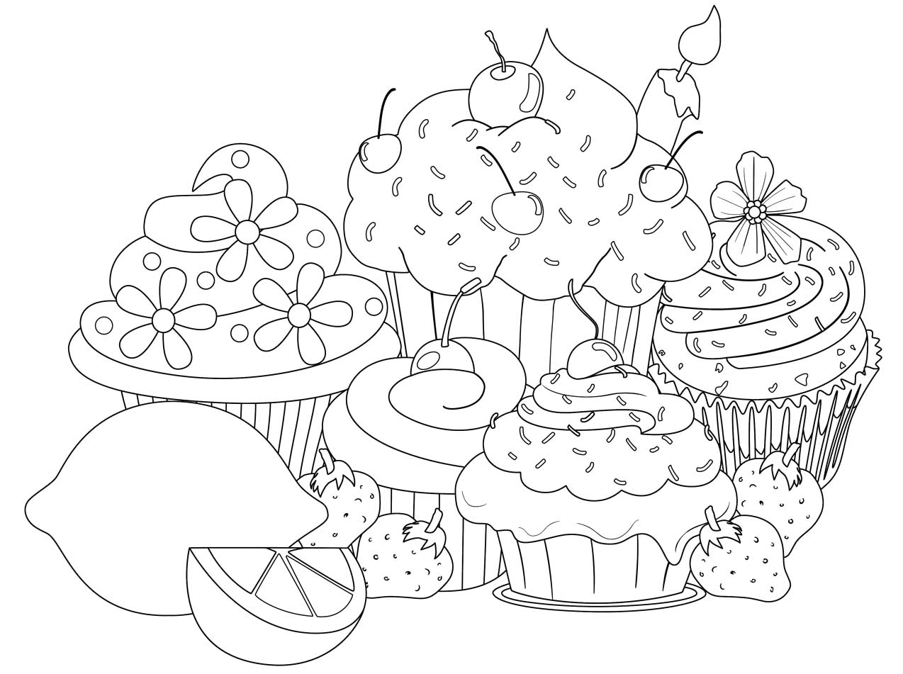 1274x951 Dessert Coloring Pages Printable For Humorous