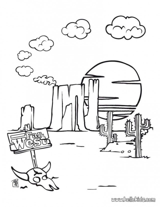 640x827 Desert Landscape And Animal Coloring Page For Kids Free Coloring