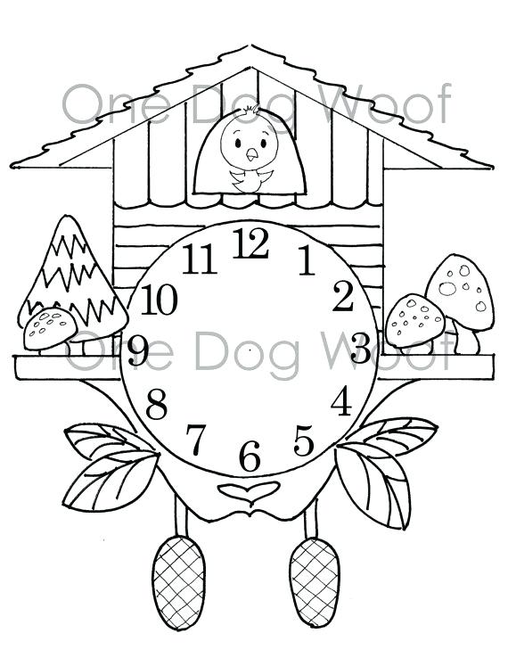 570x738 Design Your Own Coloring Page Create Cuckoo Clock Digital Print
