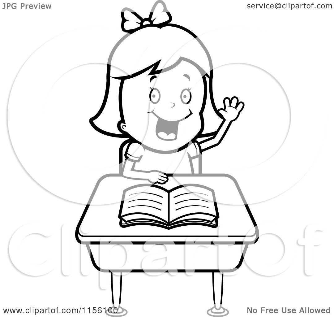 1080x1024 Cartoon Clipart Of A Black And White Girl Raising Her Hand