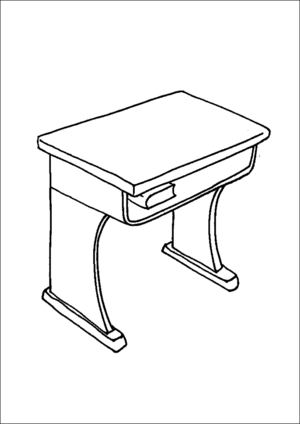 300x424 School Desk Coloring Page