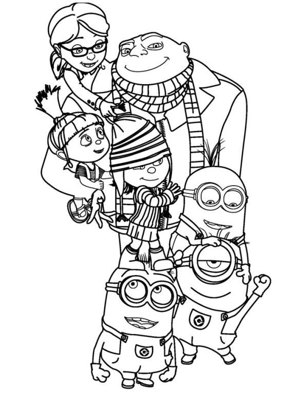 592x766 Gru Coloring Pages Coloring Page Despicable Me Gru Agnes Edith
