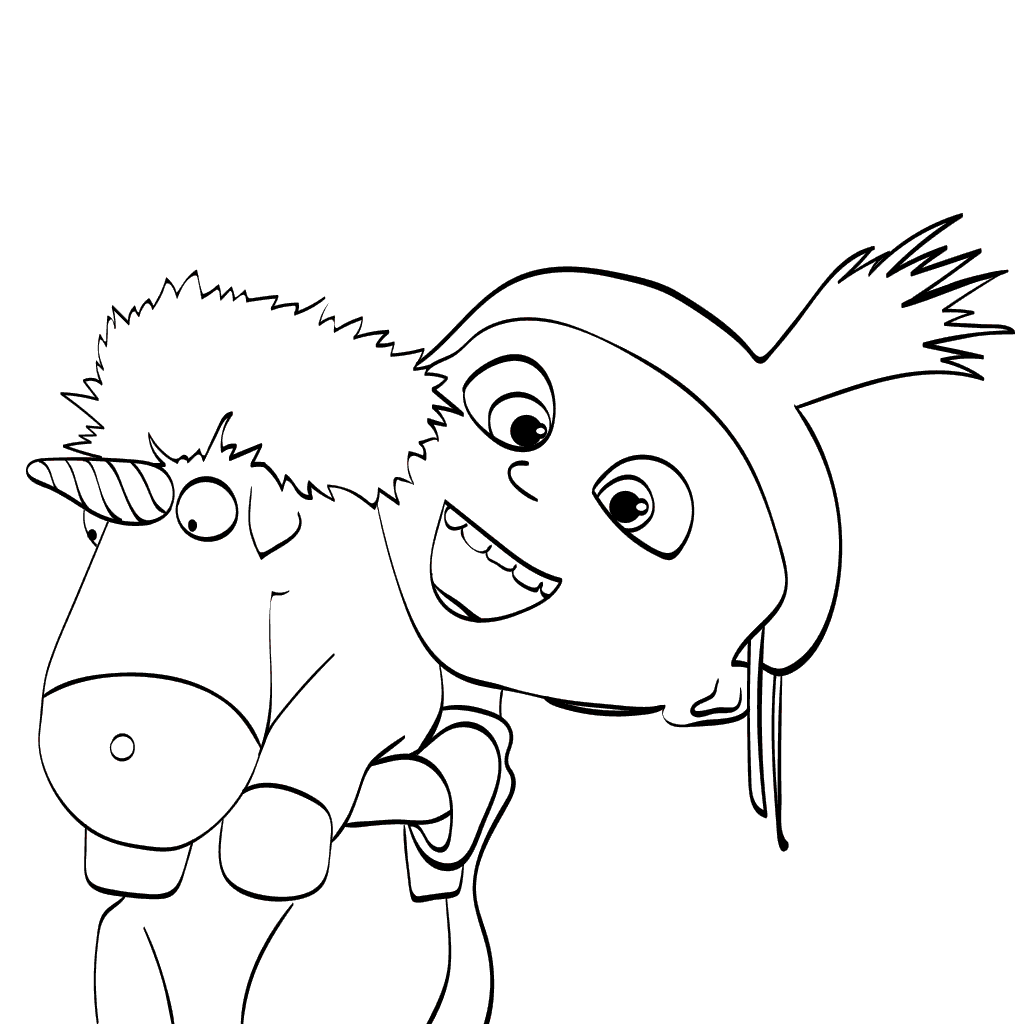 1024x1024 Despicable Me Coloring Pages Agnes With Unicorn Toy