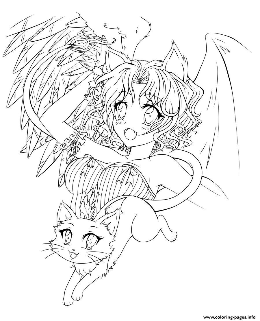 900x1110 Anime Demon Angel Coloring Pages Printable Incredible