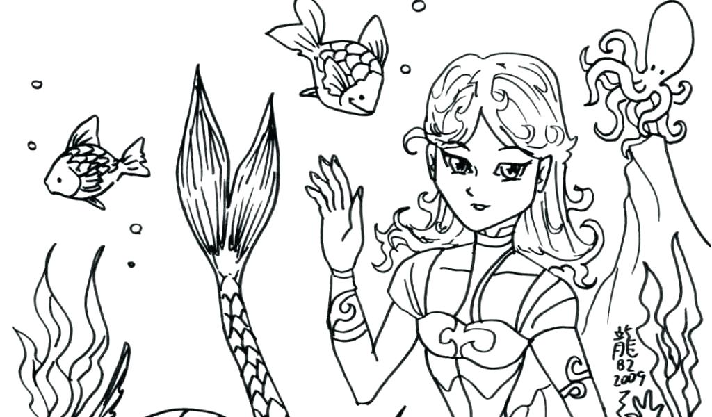 1024x600 Anime Mermaid Coloring Pages Mermaid In Anime Coloring Page
