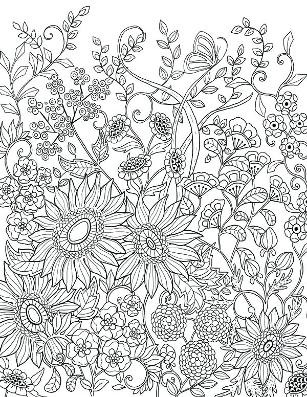 600x776 Sunflowers Coloring Pages Adult Coloring Pages Flowers Packed