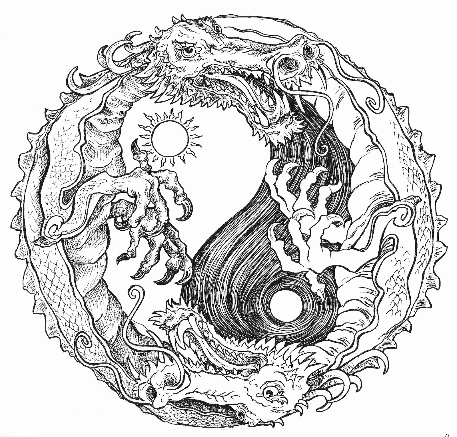 1600x1531 Dragons Coloring Pages Fresh Sun And Moon Dragon Yin Yang Coloring