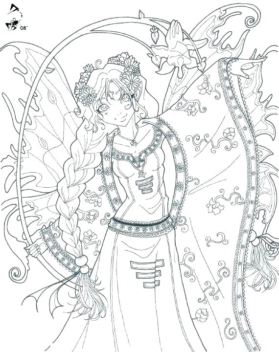 570x720 Fairy Coloring Pages Detailed Fairy Coloring Pages Anime Fairy