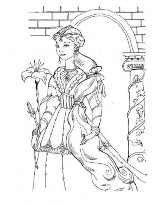 600x776 Detailed Medieval Princess Coloring Pages Medieval Princess
