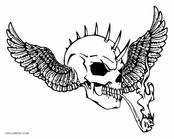 600x479 Printable Skulls Coloring Pages For Kids