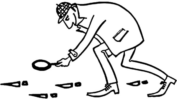 600x337 Detective Following Foot Print Coloring Page