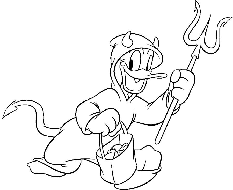 900x734 Disney Donald Devil Halloween Costume Coloring Page Disney