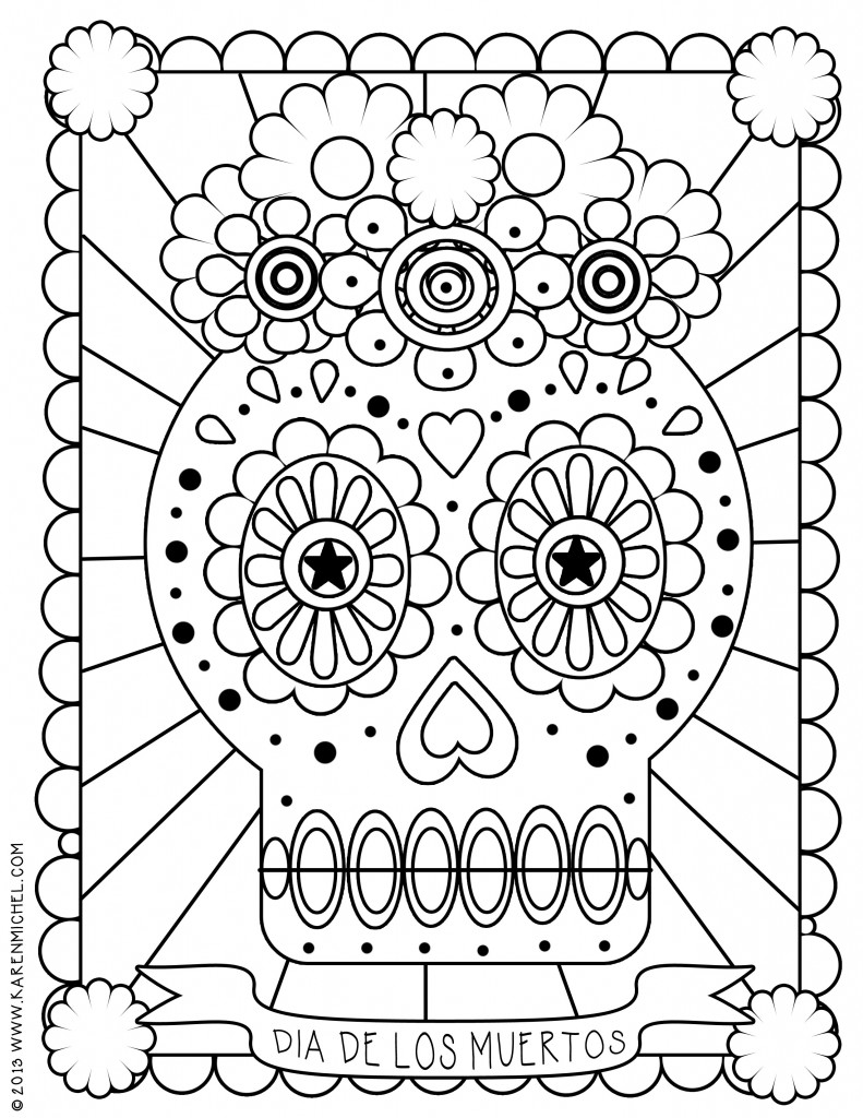 791x1024 Dia De Los Muertos Coloring Sheet