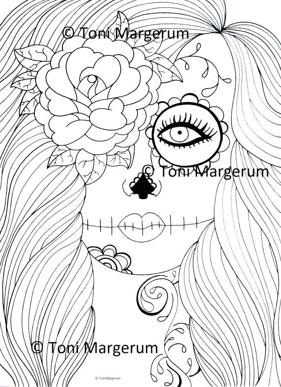 570x785 Dia De Los Muertos Printable Coloring Pages Day Of The Ad Stained