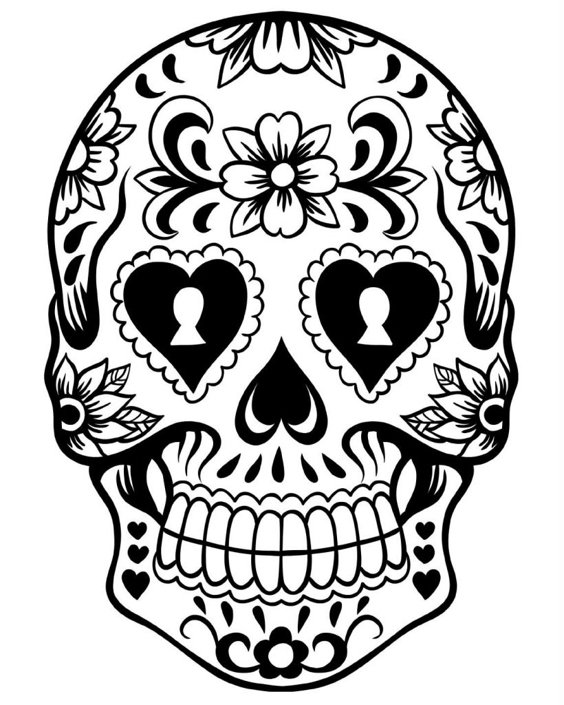 820x1024 Day Of The Dead Skull Coloring Page Collections Free Coloring