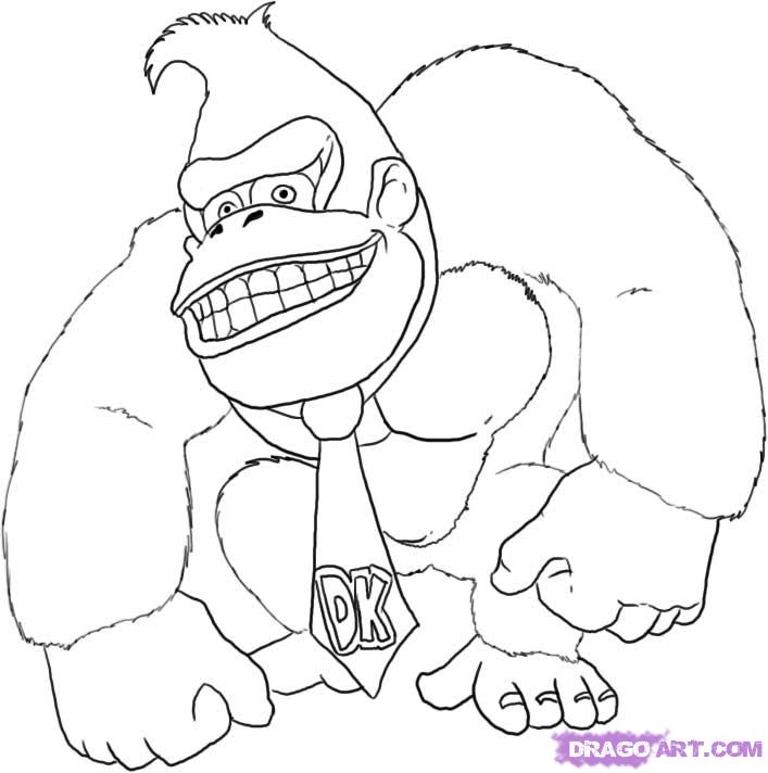 707x712 Donkey Kong Coloring Pages
