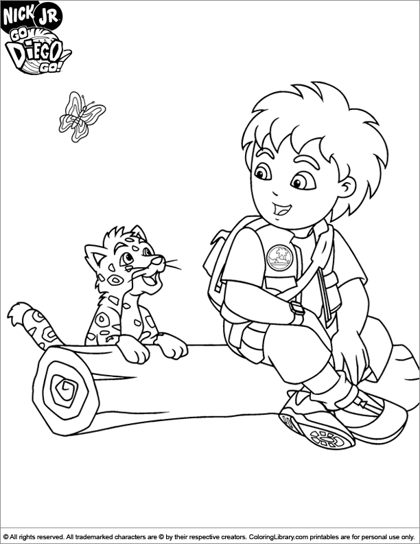 612x792 Go Diego Go Coloring Page Diego Sitting On A Tree Stumb Coloring