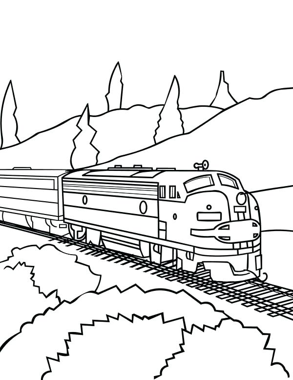 600x776 Diesel Train Coloring Pages Model Train On Railroad Coloring Page