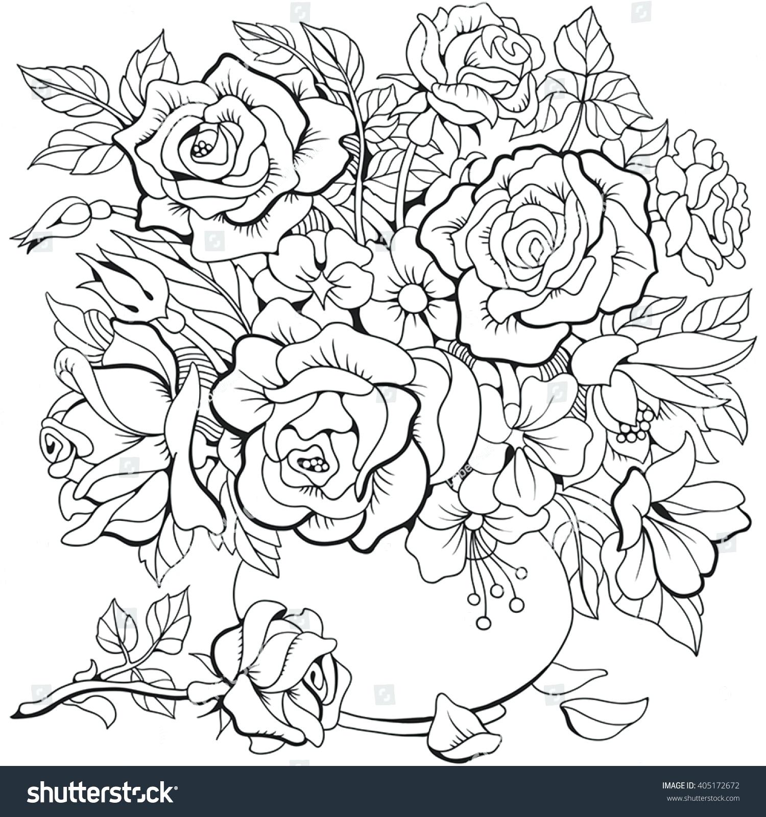 1500x1600 Bouquet Of Flowers Coloring Pages