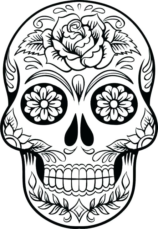 505x730 Free Difficult Coloring Pages Hard For Teenagers Sugar Skull Color