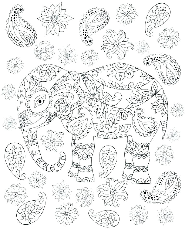 768x960 Difficult Halloween Coloring Sheets Challenging Pages Of Elephant
