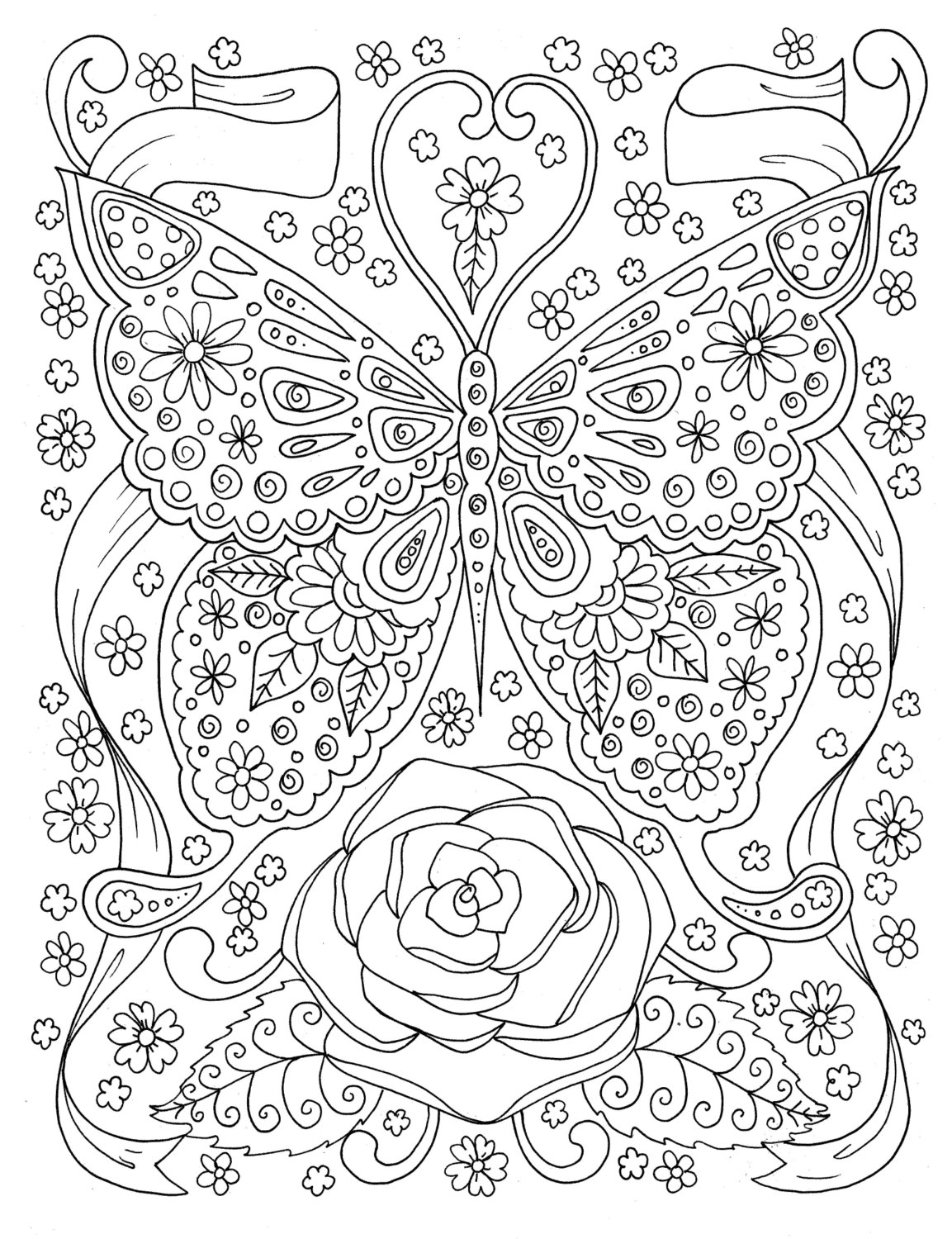1153x1500 Butterfly Coloring Page Adult Coloring Book Digital Coloring Page